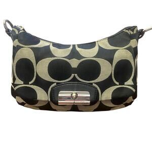 Y2K Coach Kristin Signature (F22302) Shoulder Bag – Black/Beige- Vintage